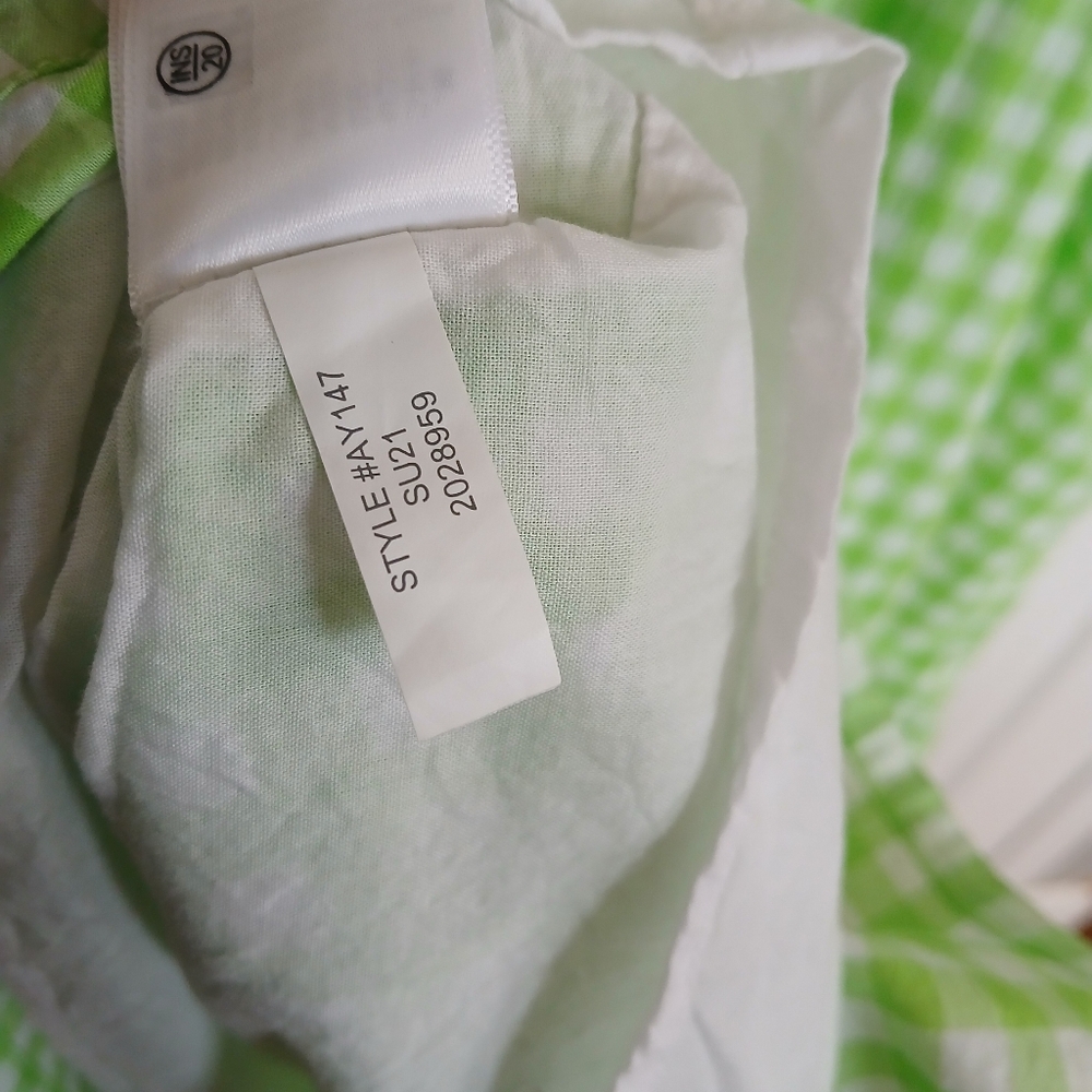 J Crew Lime Green Gingham Sundress with Smocked Bodice Tiered Skirt Midi Resort - Picture 9 of 9